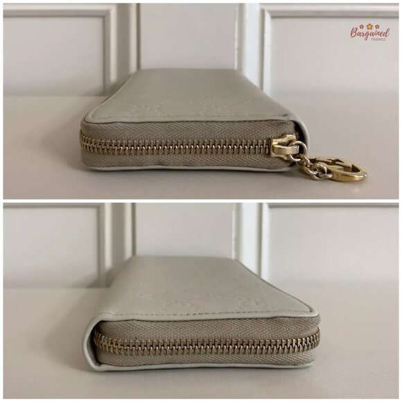 Authentic GUCCI Cream Guccissima Leather Interlocking G Heart Zip Around Wallet - Picture 6 of 12